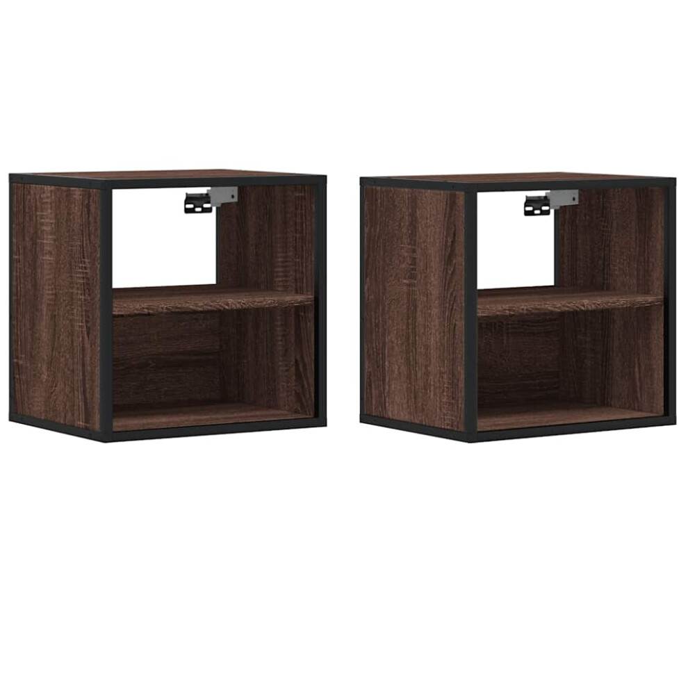 Vidaxl (Brown Oak, 2 Pcs) Wall-Mounted Bedside Cabinet Black 40X31x39.5 Cm Cabinet Bedside Table
