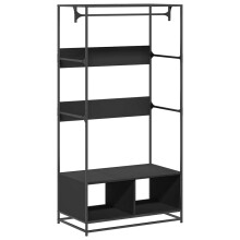 (black) vidaXL Wardrobe Closet Cupboard Clothes Storage Organiser Engineered Wood