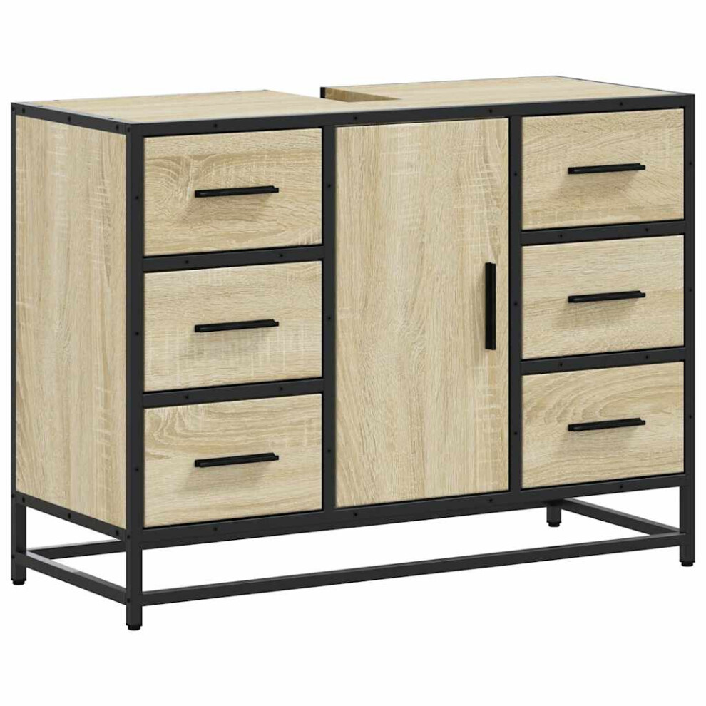 Vidaxl (Sonoma Oak) Bathroom Sink Cabinet Black 80X33x60 Cm Engineered Wood