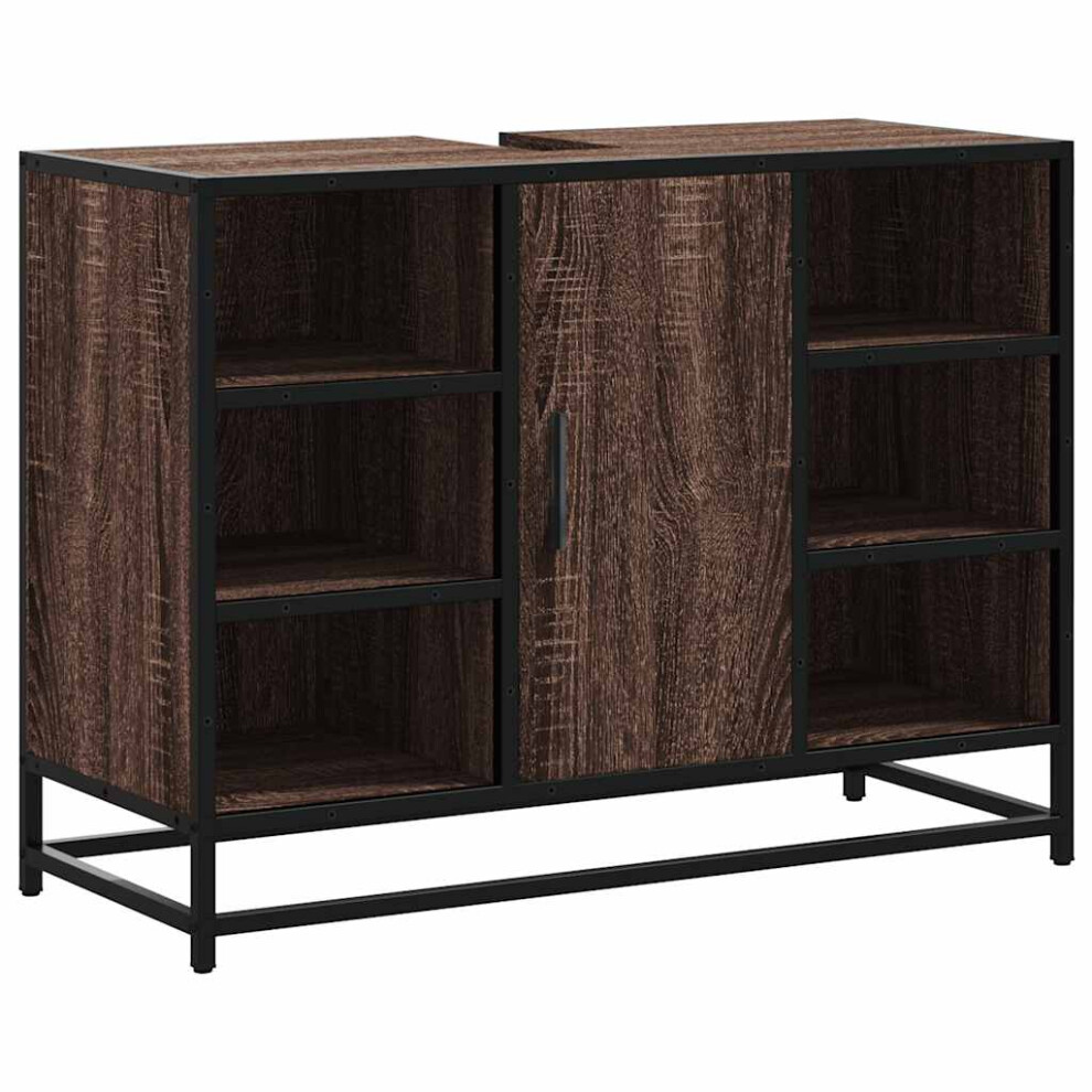 Vidaxl (Brown Oak) Bathroom Sink Cabinet Smoked Oak 80X33x60 Cm Engineered Wood