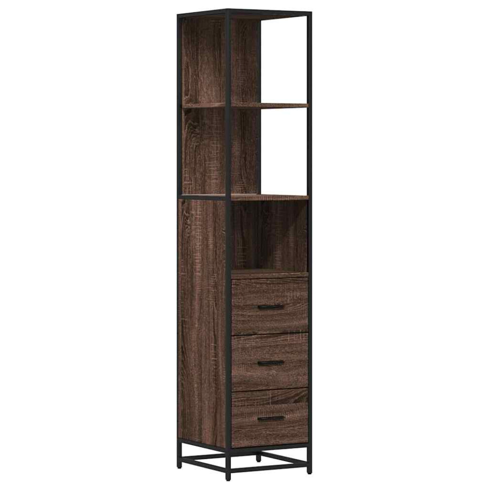 (brown oak) vidaXL Bathroom Cabinet Grey Sonoma 35x37.5x166 Cm Engineered Wood