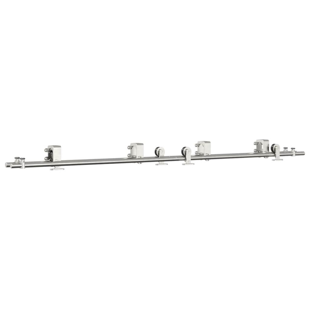 (4 pcs) vidaXL Sliding Door Hardware Kit 200 cm Stainless Steel Silver