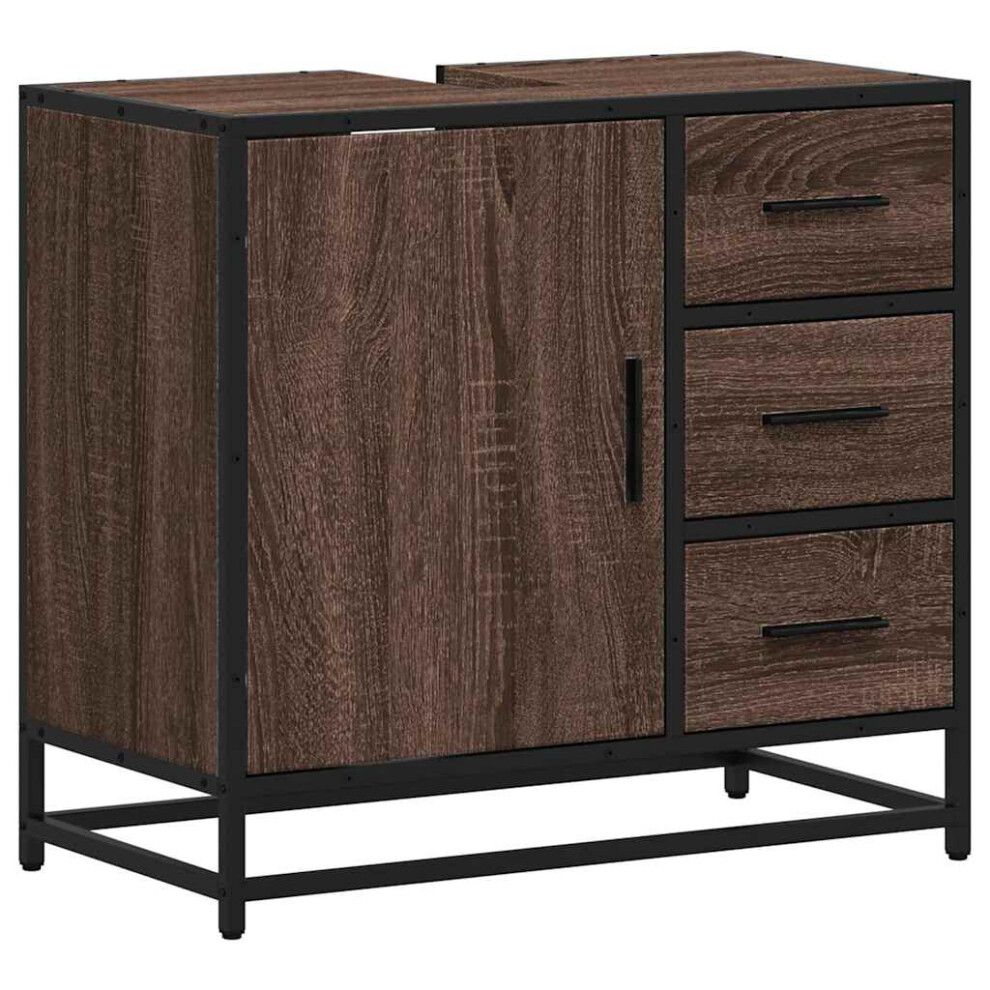 (brown oak) vidaXL Bathroom Sink Cabinet Sonoma Oak 65x33x60 cm Engineered Wood