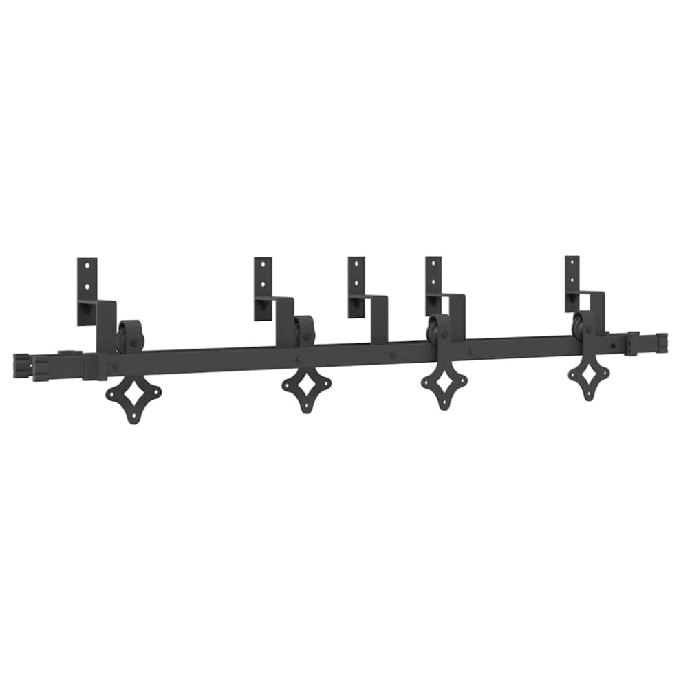 (152.5 cm/ 4 pcs) vidaXL Sliding Door Hardware Kit Interior Door Barn Door Track Steel Black