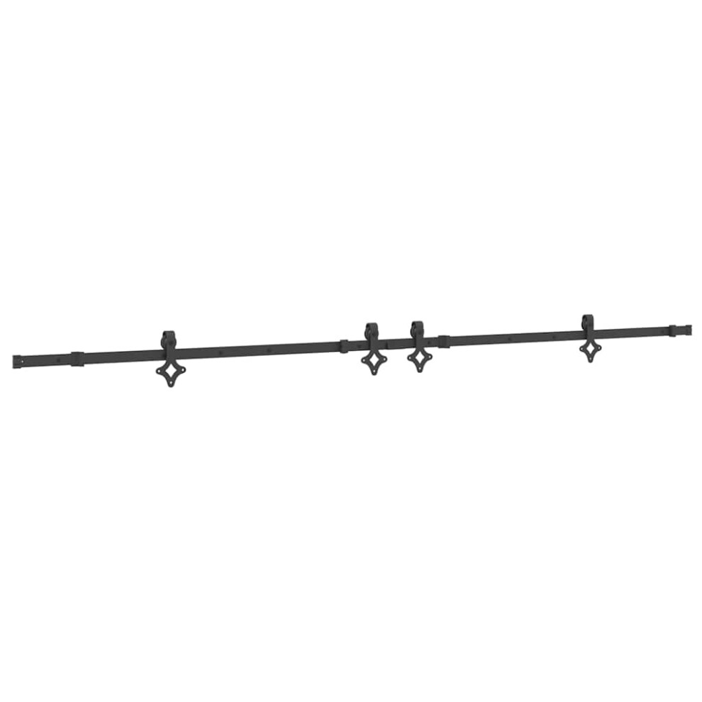 Vidaxl (152.5 Cm) Sliding Door Hardware Kit 213,5 Cm Steel Sliding Door Hardware Black