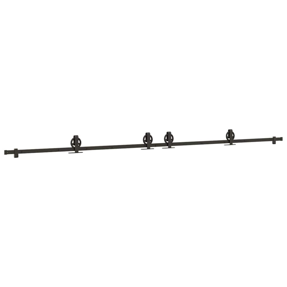 Vidaxl (183 Cm) Sliding Door Hardware Kit 200 Cm Steel Black Sliding Door Hardware