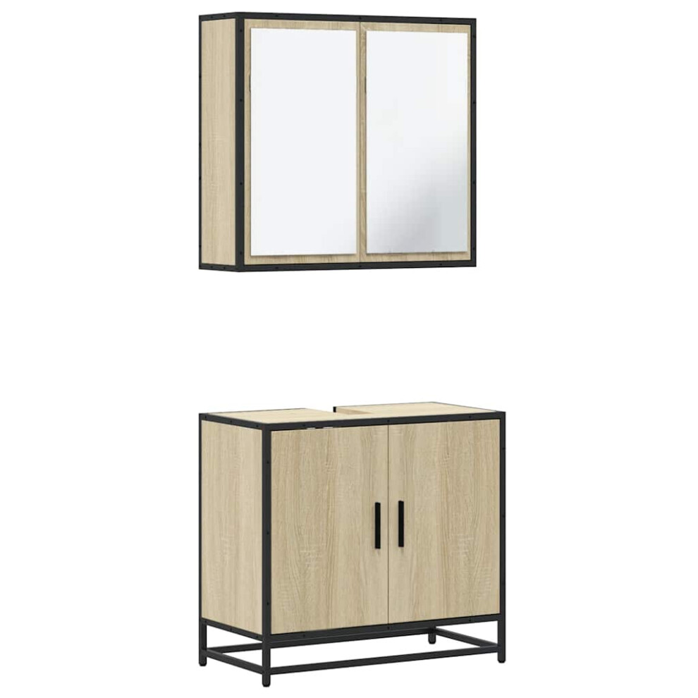 Vidaxl (Sonoma Oak) 2 Piece Bathroom Furniture Set Grey Sonoma Engineered Wood