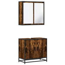 (smoked oak) vidaXL 2 Piece Bathroom Furniture Set Grey Sonoma Engineered Wood