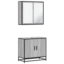 (grey sonoma) vidaXL 2 Piece Bathroom Furniture Set Grey Sonoma Engineered Wood