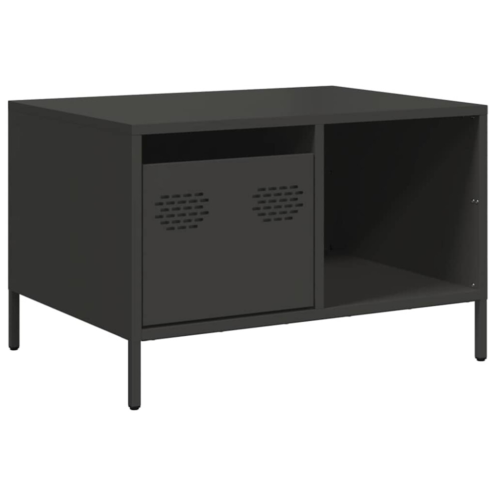 (black) vidaXL Coffee Table Anthracite 68.5x50x43.5 Cm Cold-rolled Steel Side Table