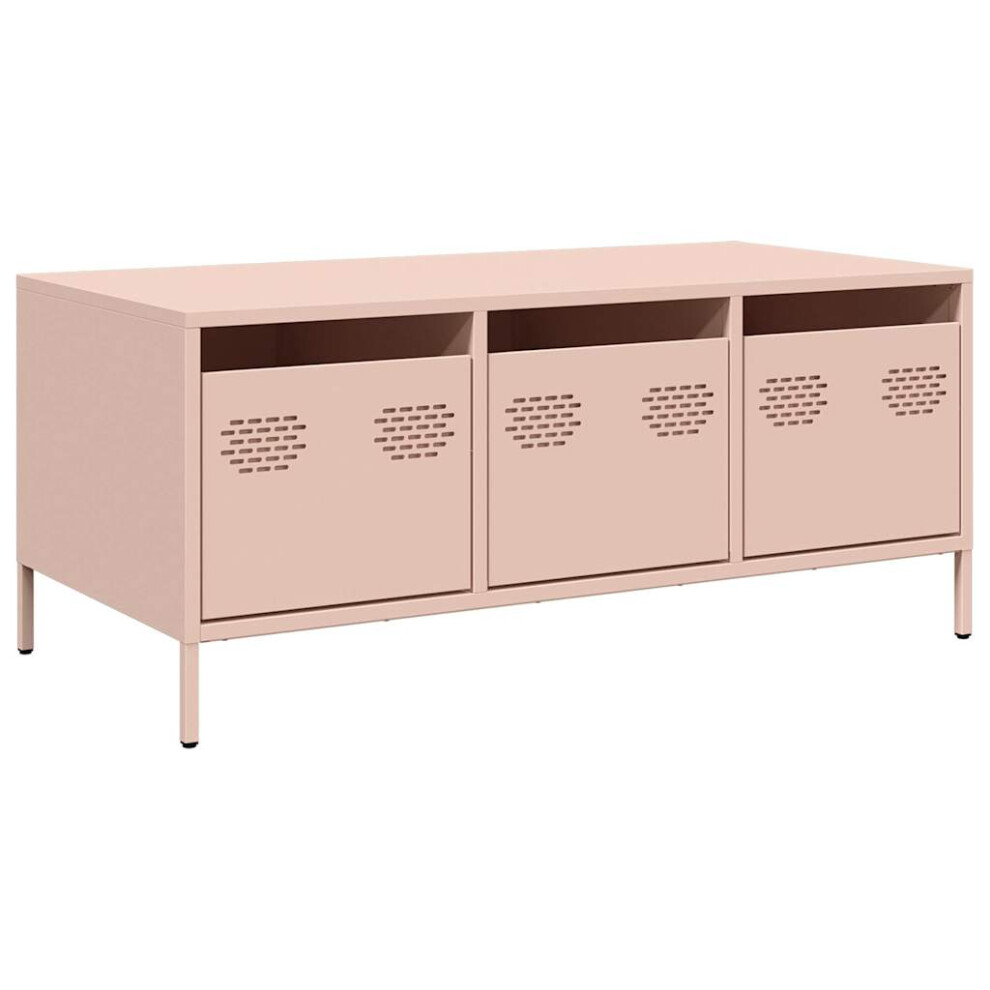 Vidaxl (Pink) Coffee Table Black 101.5X50x43.5 Cm Cold-Rolled Steel Side Table Pink,Black,Brown