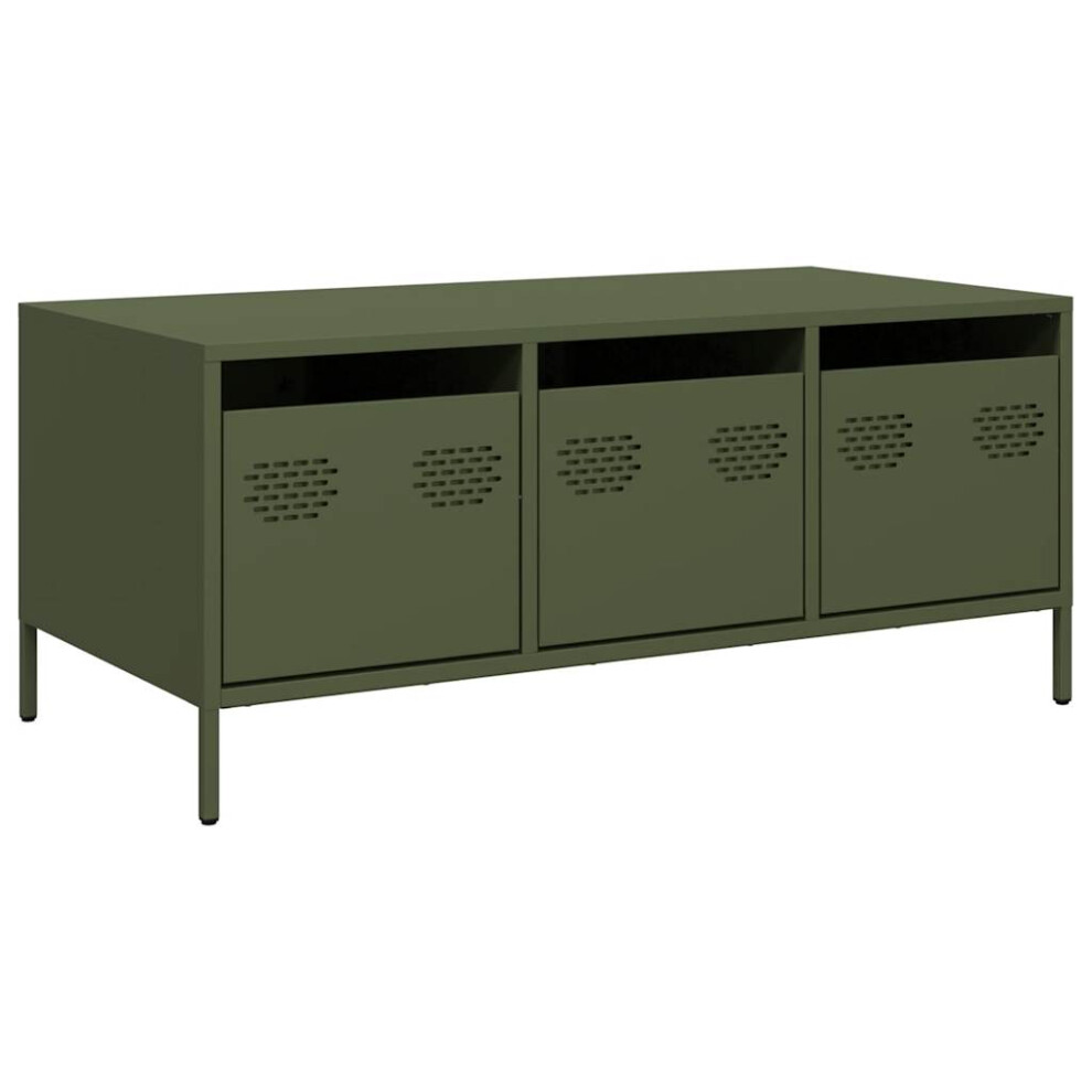 Vidaxl (Green) Coffee Table Black 101.5X50x43.5 Cm Cold-Rolled Steel Side Table Green,Black,Brown