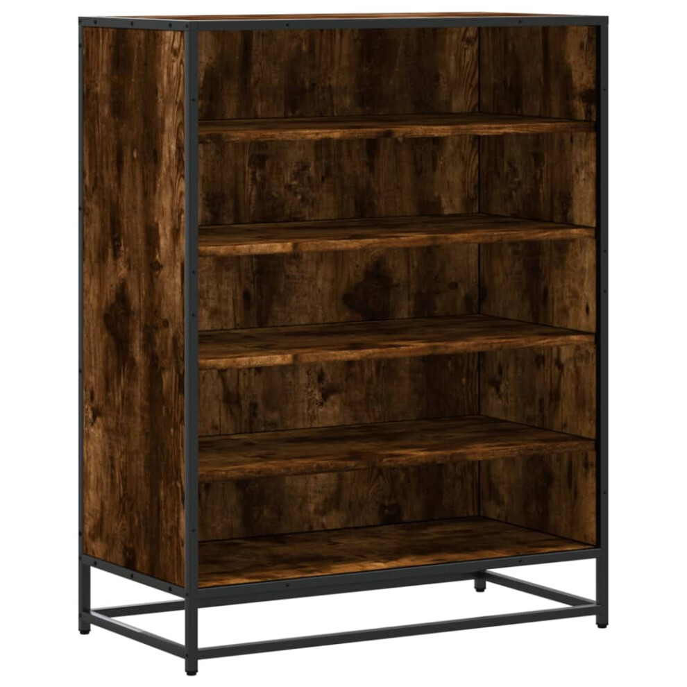 Vidaxl (Smoked Oak) Shoe Cabinet Shoe Storage Rack Shoe Cupboard Engineered Wood And Metal