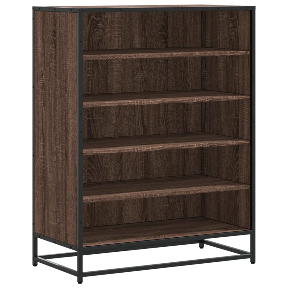 Vidaxl (Brown Oak) Shoe Cabinet Shoe Storage Rack Shoe Cupboard Engineered Wood And Metal