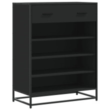 (black) vidaXL Shoe Cabinet Shoe Storage Rack Sonoma Oak Engineered Wood and Metal