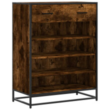 (smoked oak) vidaXL Shoe Cabinet Shoe Storage Rack Sonoma Oak Engineered Wood and Metal