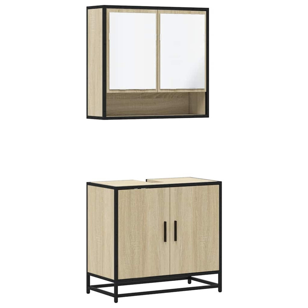 (sonoma oak) vidaXL 2 Piece Bathroom Furniture Set Brown Oak Engineered Wood