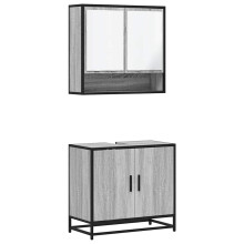 (grey sonoma) vidaXL 2 Piece Bathroom Furniture Set Brown Oak Engineered Wood