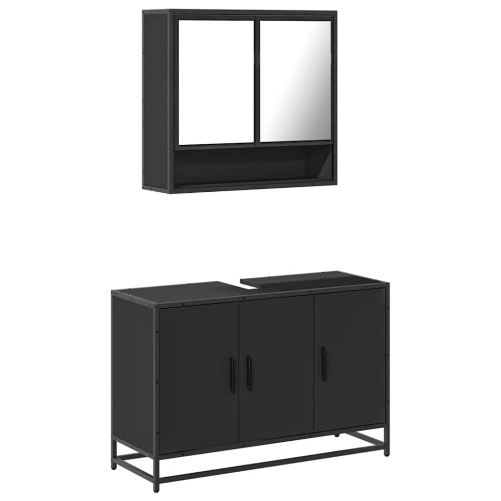 (black) vidaXL 2 Piece Bathroom Furniture Set Black Engineered Wood bathroom cabinet