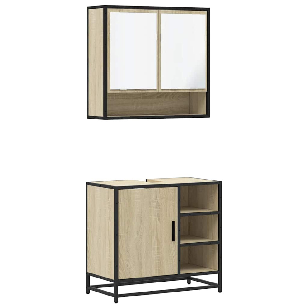 Vidaxl (Sonoma Oak) 2 Piece Bathroom Furniture Set Grey Sonoma Engineered Wood