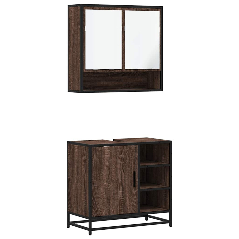 (brown oak) vidaXL 2 Piece Bathroom Furniture Set Grey Sonoma Engineered Wood