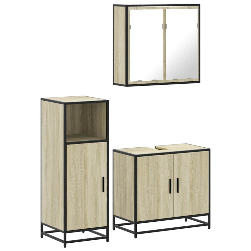 Vidaxl (Sonoma Oak) 3 Piece Bathroom Furniture Set Sonoma Oak Engineered Wood