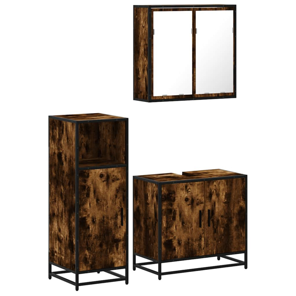 Vidaxl (Smoked Oak) 3 Piece Bathroom Furniture Set Sonoma Oak Engineered Wood