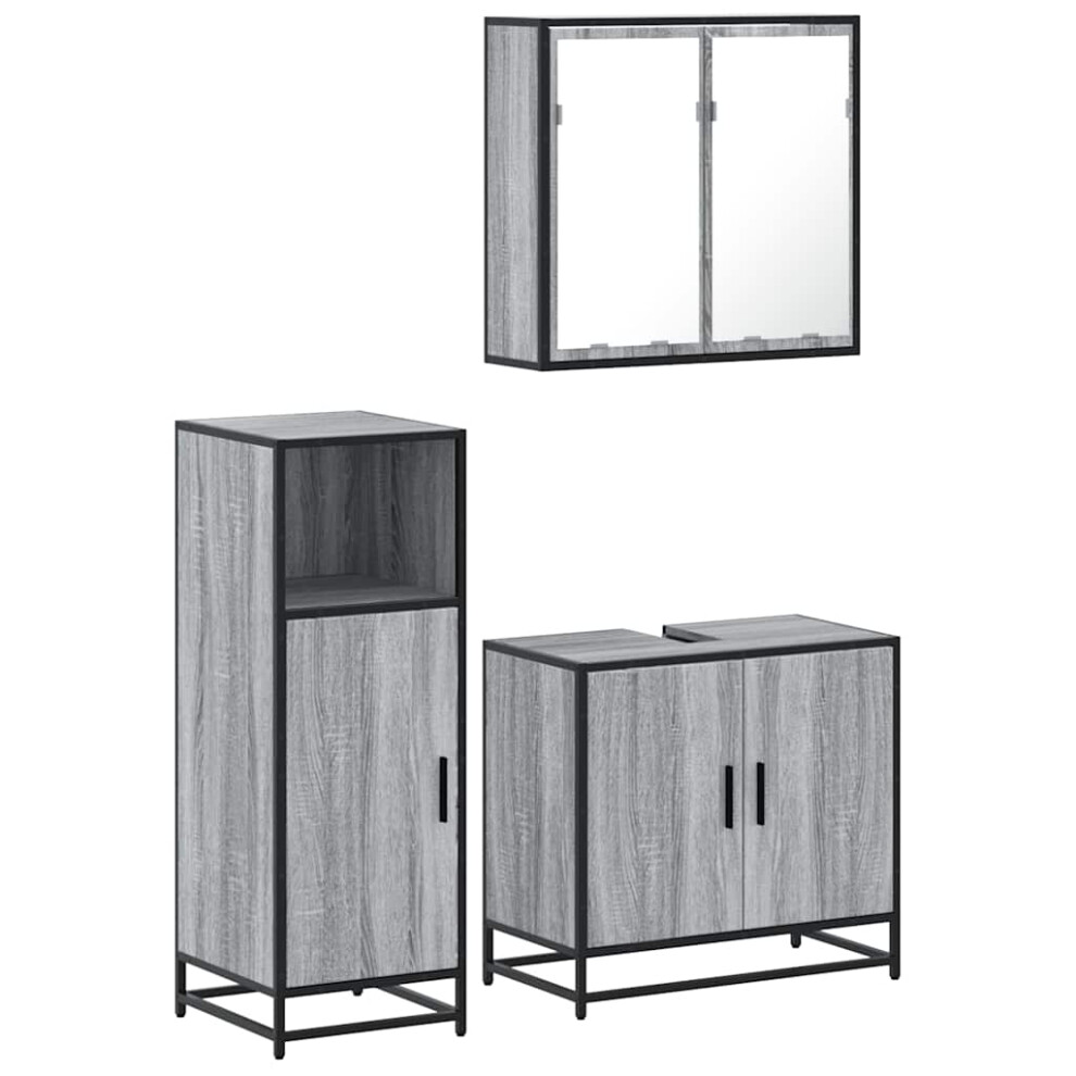 (grey sonoma) vidaXL 3 Piece Bathroom Furniture Set Sonoma Oak Engineered Wood