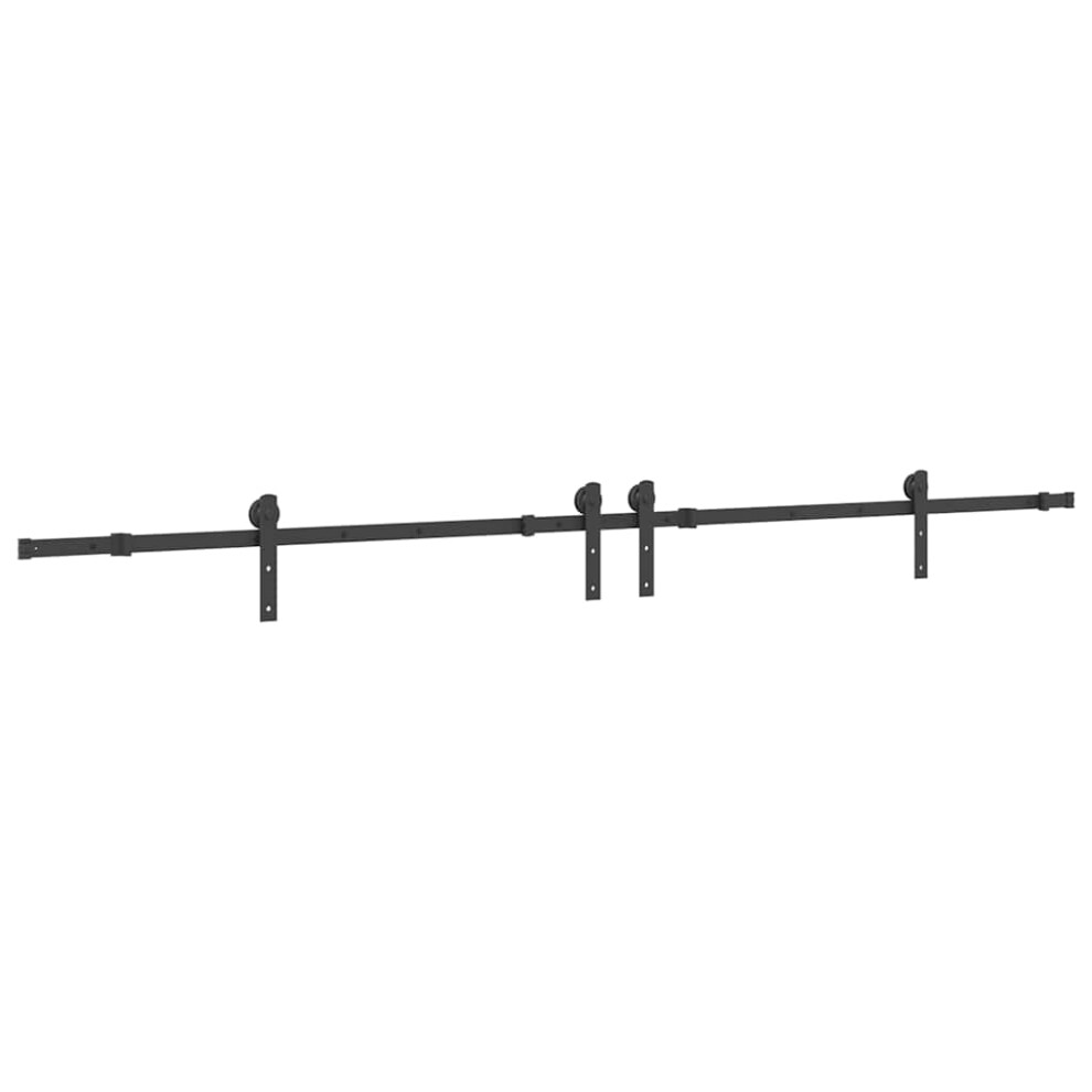 Vidaxl (152.5 Cm) Sliding Door Hardware Kit 200 Cm Steel Sliding Door Hardware Black