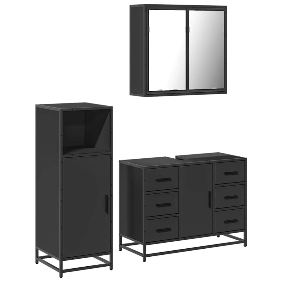 (black) vidaXL 3 Piece Bathroom Furniture Set Black Engineered Wood bathroom cabinet