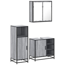 (grey sonoma) vidaXL 3 Piece Bathroom Furniture Set Black Engineered Wood bathroom cabinet