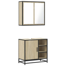 (sonoma oak) vidaXL 2 Piece Bathroom Furniture Set Sonoma Oak Engineered Wood