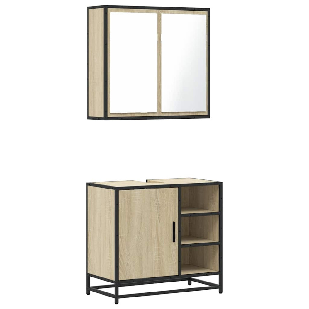 Vidaxl (Sonoma Oak) 2 Piece Bathroom Furniture Set Sonoma Oak Engineered Wood