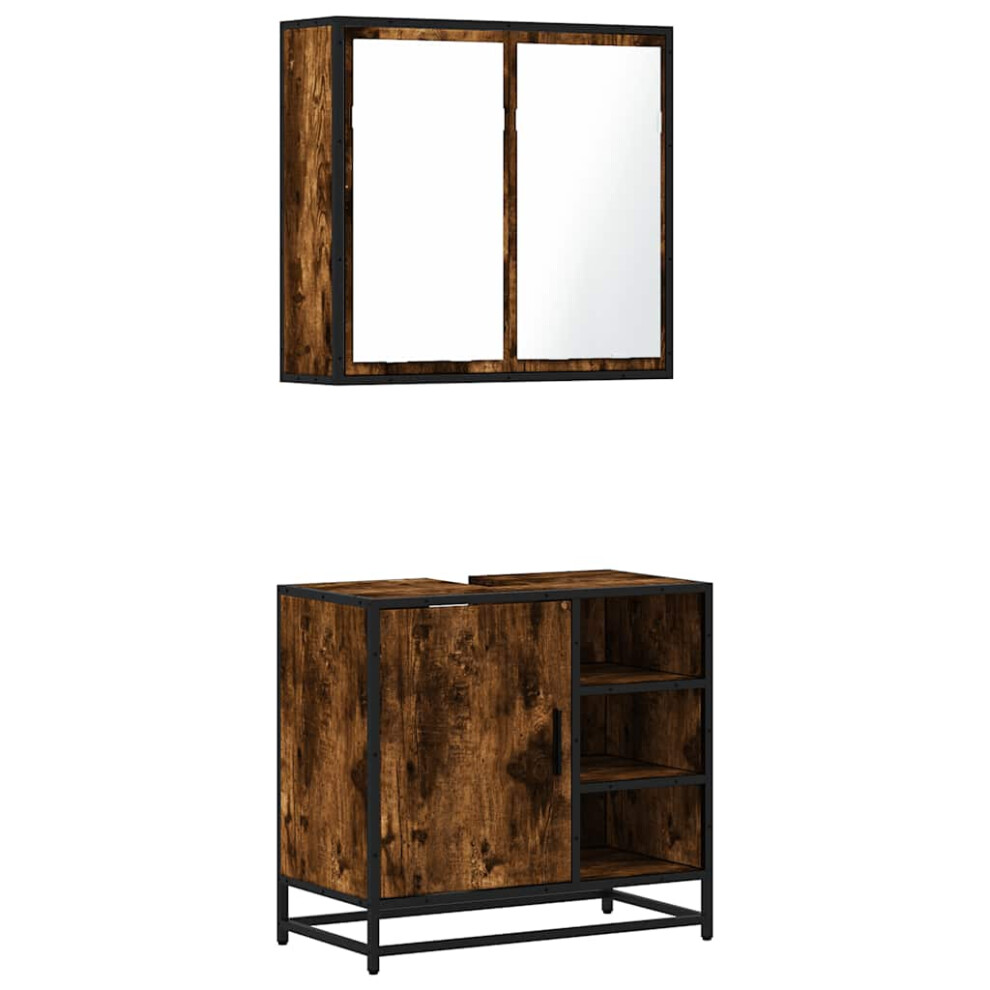 Vidaxl (Smoked Oak) 2 Piece Bathroom Furniture Set Sonoma Oak Engineered Wood