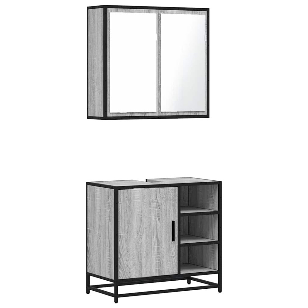 (grey sonoma) vidaXL 2 Piece Bathroom Furniture Set Sonoma Oak Engineered Wood