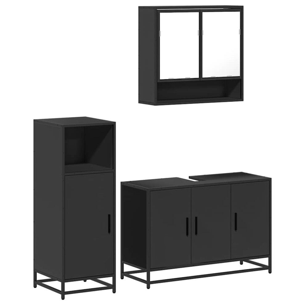 (black) vidaXL 3 Piece Bathroom Furniture Set Brown Oak Engineered Wood