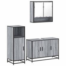 (grey sonoma) vidaXL 3 Piece Bathroom Furniture Set Brown Oak Engineered Wood