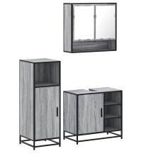 (grey sonoma) vidaXL 3 Piece Bathroom Furniture Set Brown Oak Engineered Wood