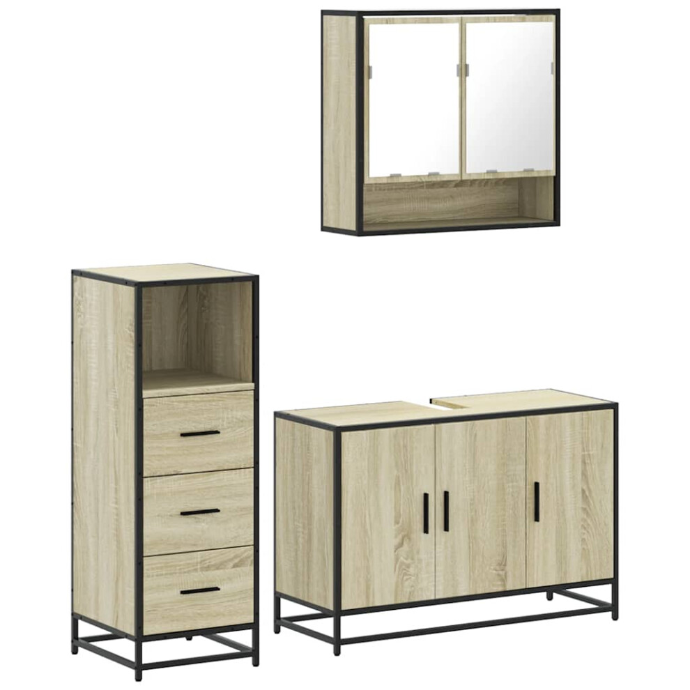 (sonoma oak) vidaXL 3 Piece Bathroom Furniture Set Smoked Oak Engineered Wood