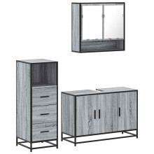 (grey sonoma) vidaXL 3 Piece Bathroom Furniture Set Smoked Oak Engineered Wood