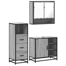 (grey sonoma) vidaXL 3 Piece Bathroom Furniture Set Grey Sonoma Engineered Wood