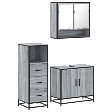 (grey sonoma) vidaXL 3 Piece Bathroom Furniture Set Brown Oak Engineered Wood
