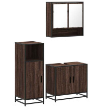 (brown oak) vidaXL 3 Piece Bathroom Furniture Set Grey Sonoma Engineered Wood