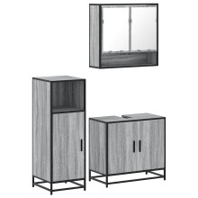 (grey sonoma) vidaXL 3 Piece Bathroom Furniture Set Grey Sonoma Engineered Wood