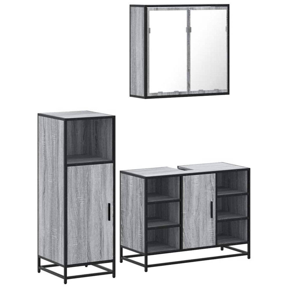 (grey sonoma) vidaXL 3 Piece Bathroom Furniture Set Sonoma Oak Engineered Wood