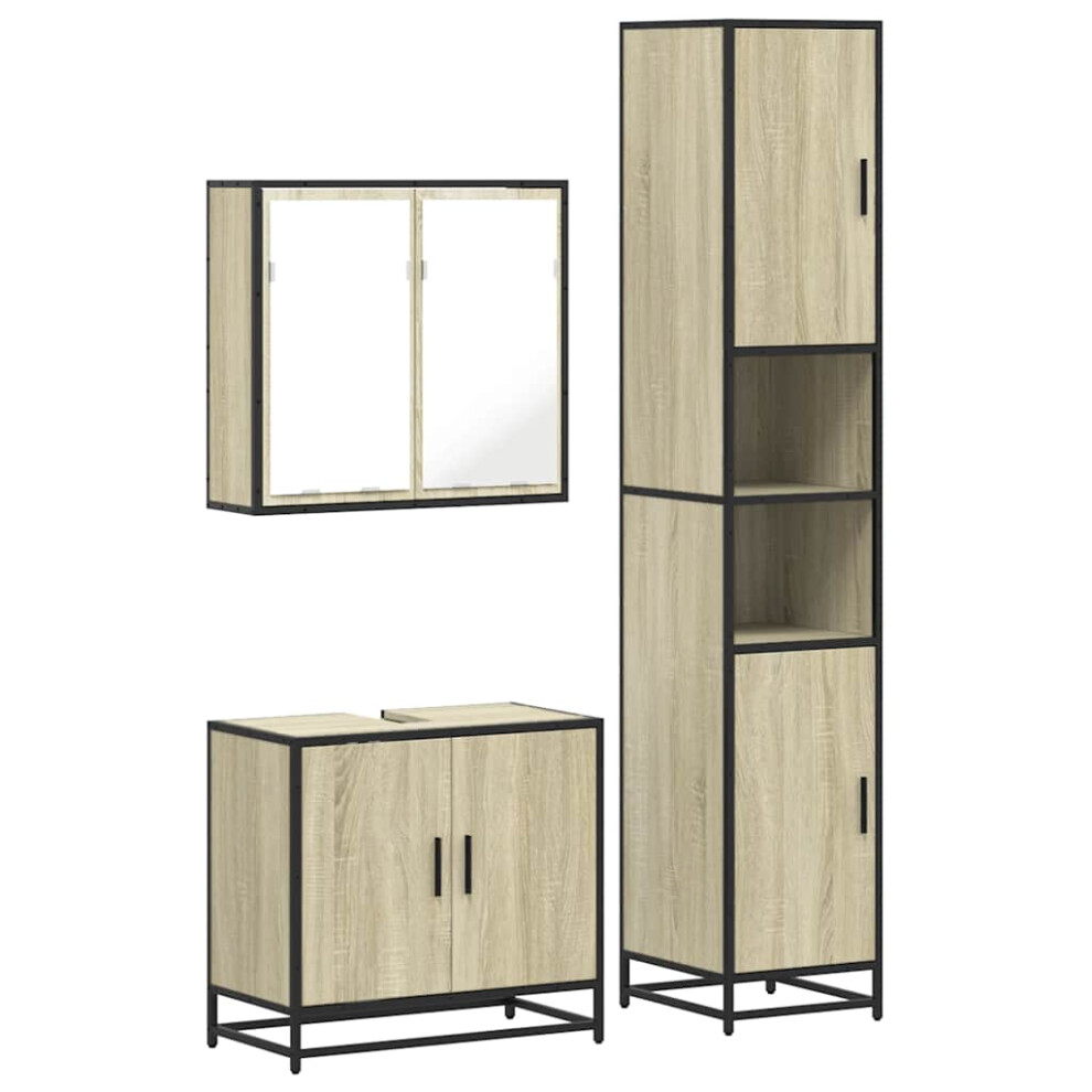 (sonoma oak) vidaXL 4 Piece Bathroom Furniture Set Sonoma Oak Engineered Wood