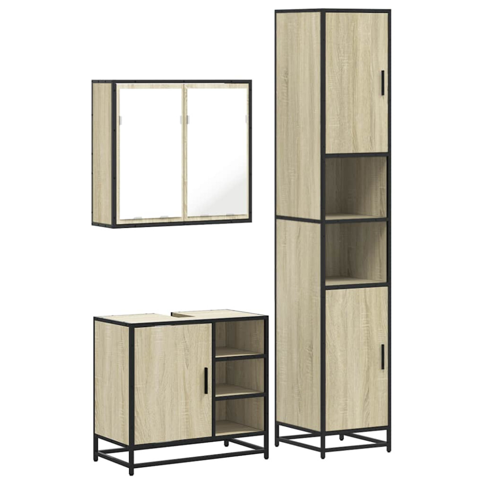 Vidaxl (Sonoma Oak) 4 Piece Bathroom Furniture Set Smoked Oak Engineered Wood