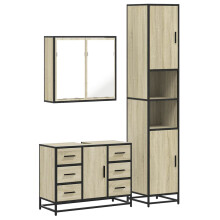(sonoma oak) vidaXL 4 Piece Bathroom Furniture Set Smoked Oak Engineered Wood