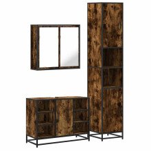 (smoked oak) vidaXL 4 Piece Bathroom Furniture Set Grey Sonoma Engineered Wood