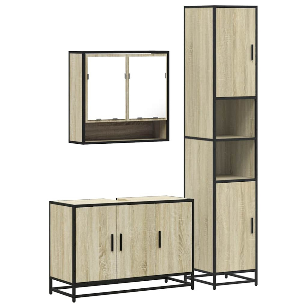 Vidaxl (Sonoma Oak) 4 Piece Bathroom Furniture Set Smoked Oak Engineered Wood